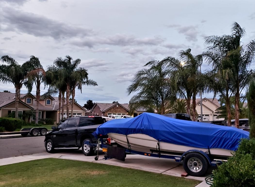 Seamander Waterproof Boat Cover, Solution-Dyed Yarn Marine Grade Cover Fits 16' to 18.5' ft Bass, V-Hull, Tri-Hull, Fish & Ski, Runabout Bowrider Boats - Heavy Duty Canvas Gray customer photo 1