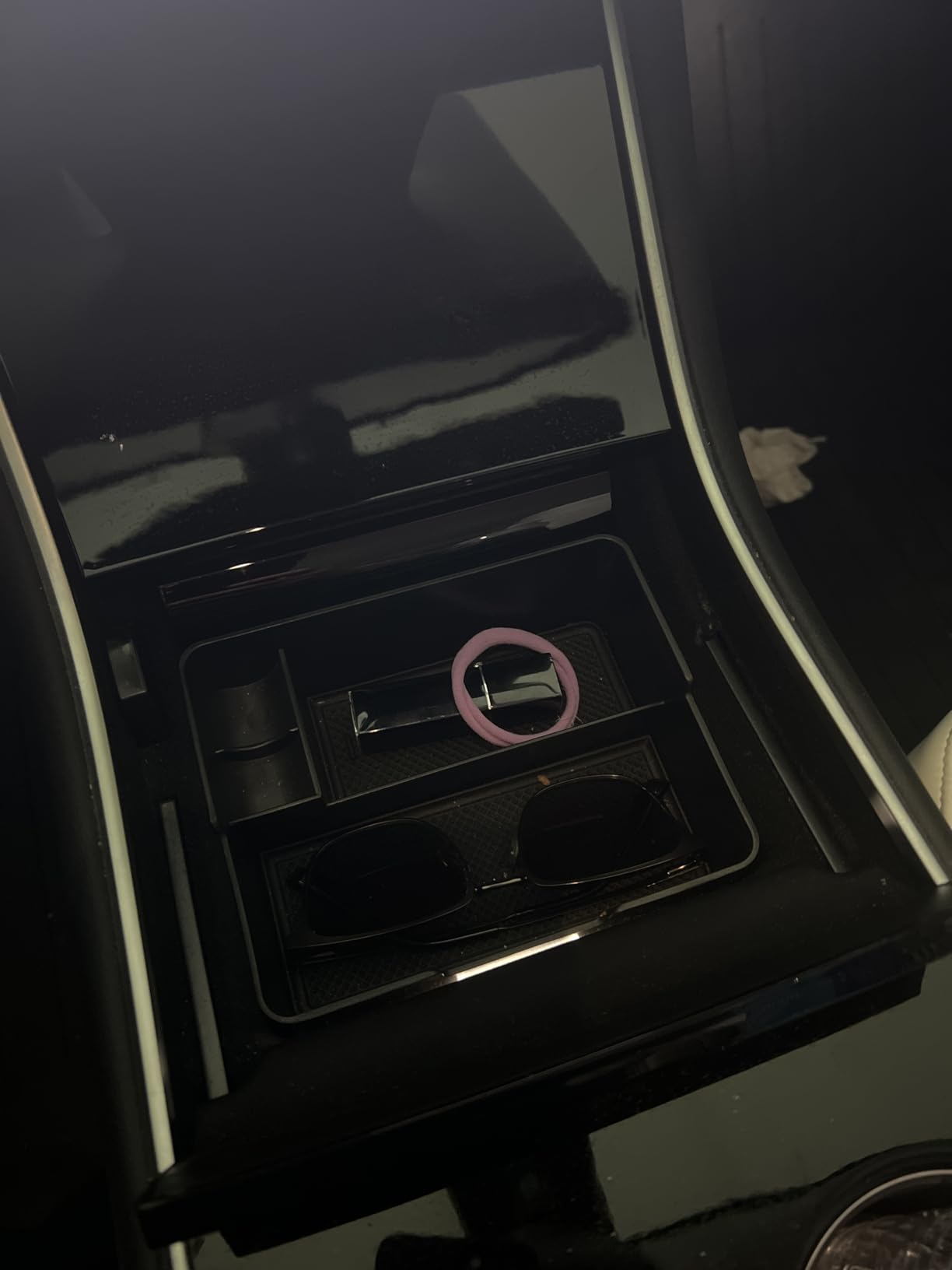 JOJOMARK Compatible with Tesla Model 3/Y Accessories Center Console Organizer Tray Fits for Tesla Model 3 2017 2018 2019 2020 /Model Y 2020 (The Cover Closed Rotary Version) customer photo 1