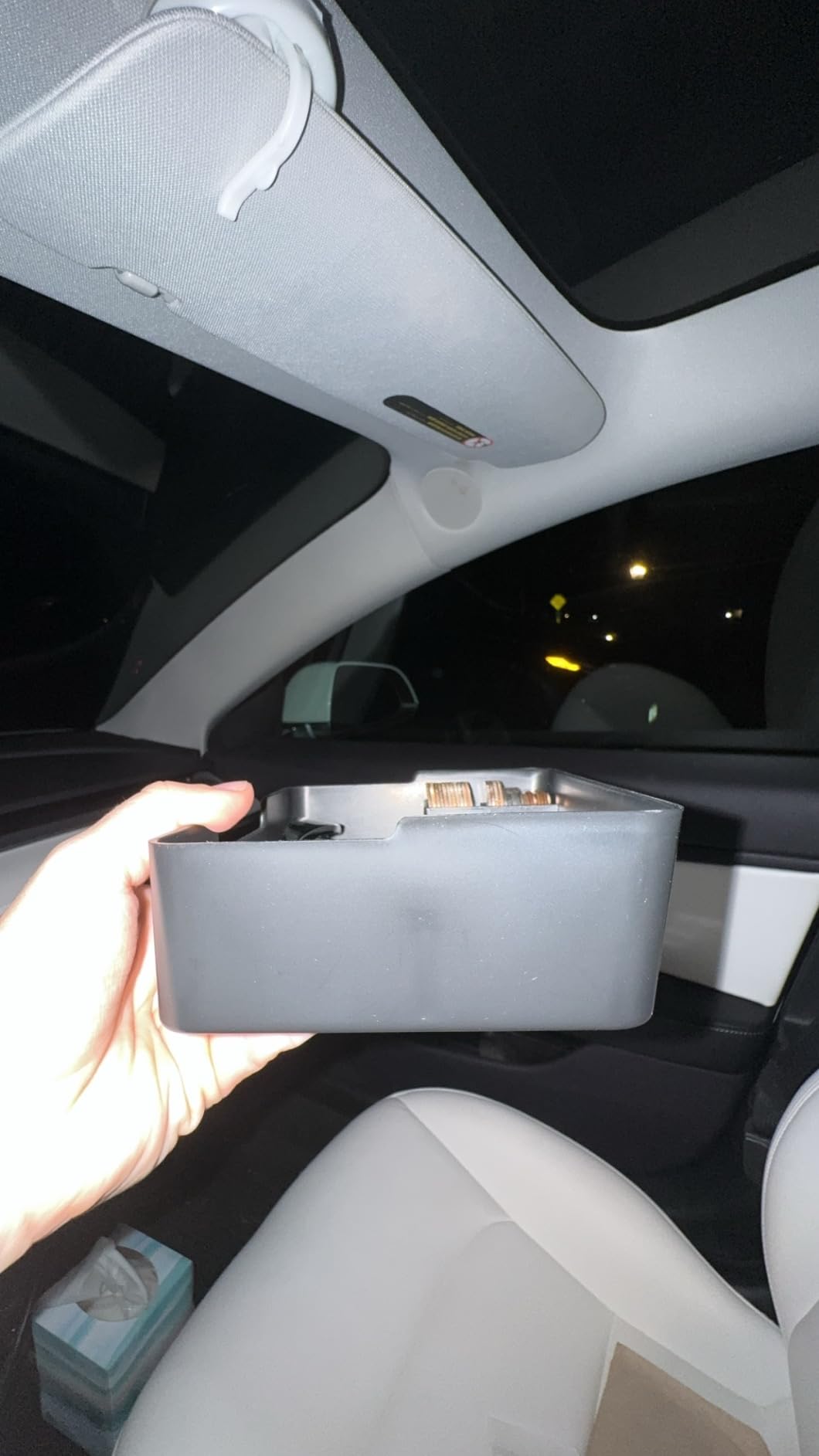 JOJOMARK Compatible with Tesla Model 3/Y Accessories Center Console Organizer Tray Fits for Tesla Model 3 2017 2018 2019 2020 /Model Y 2020 (The Cover Closed Rotary Version) customer photo 2