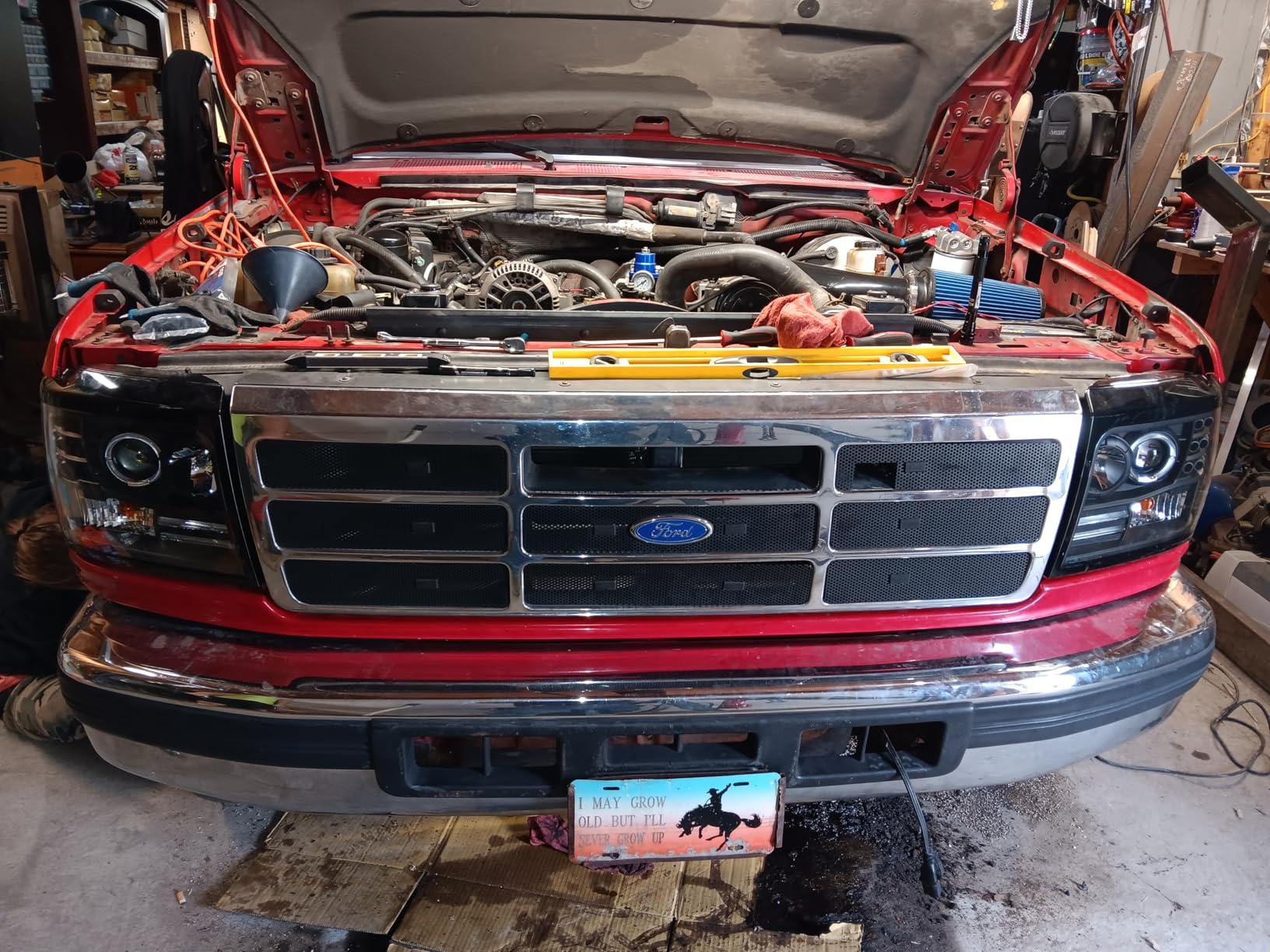 AmeriLite LED Halo Bar Projector Replacement Halogen Car Headlights Set For Ford F-150/F250/F350/Bronco - Passenger Right and Driver Left Side customer photo 1