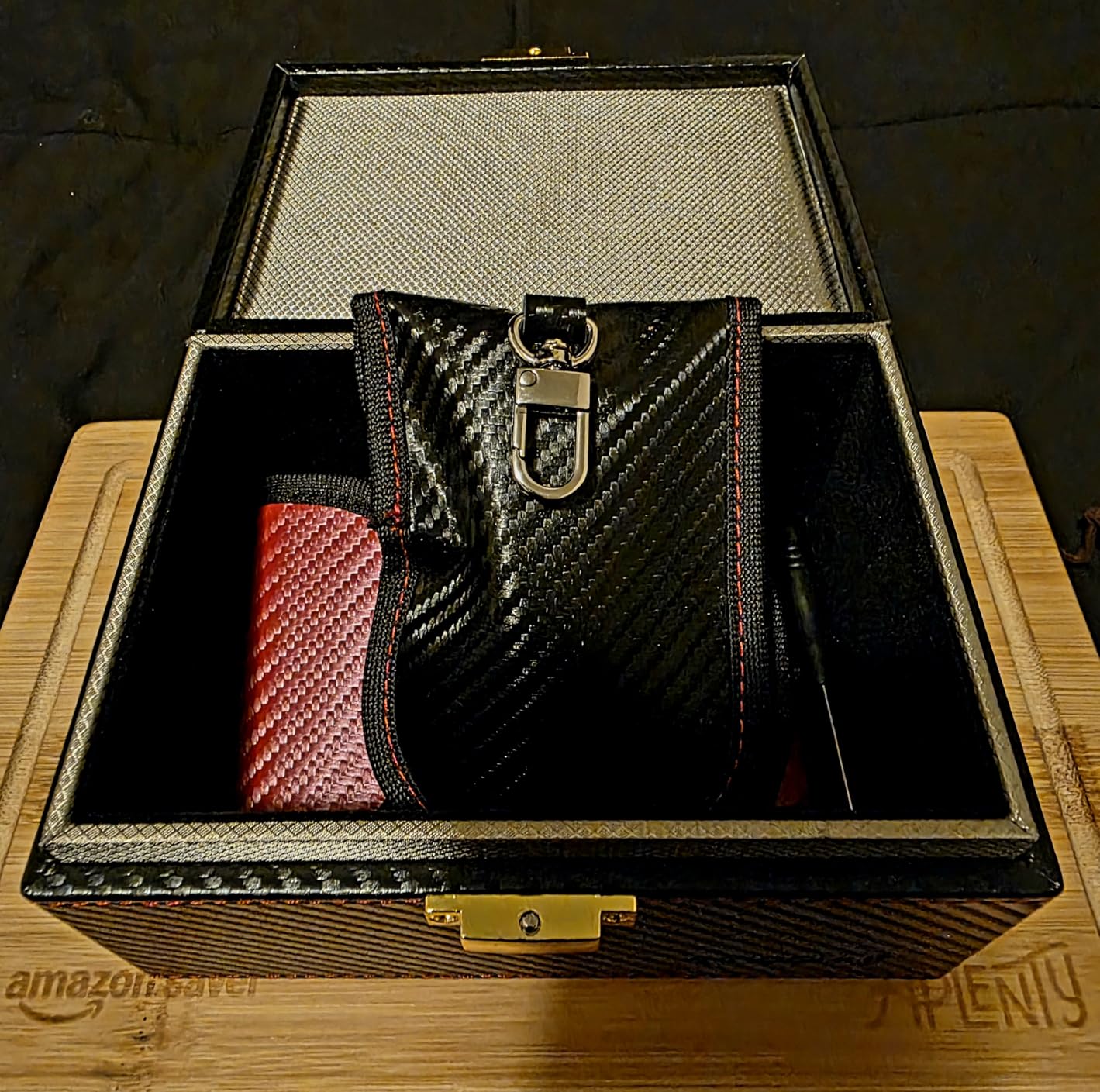 TICONN 2PK Faraday Bag for Key Fob, 3.5''X5.0'' Faraday Cage Protector, Car RFID Signal Blocking, Anti-Theft Pouch Anti-Hacking Case Blocker (Carbon Fiber) customer photo 1