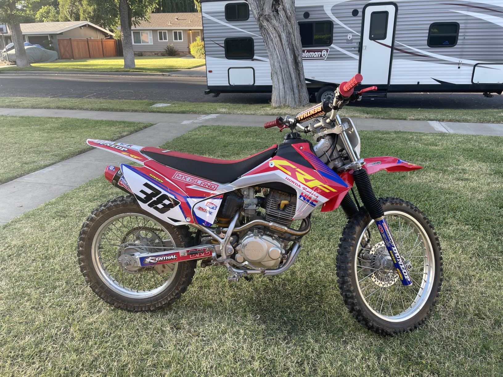 JFG RACING Full Slip On Exhaust Muffler - Complete Exhaust System For CRF230F 2003 2004 2005 2006 2007 2008 2009 2010 2011 2012 2013, Titanium customer photo 2