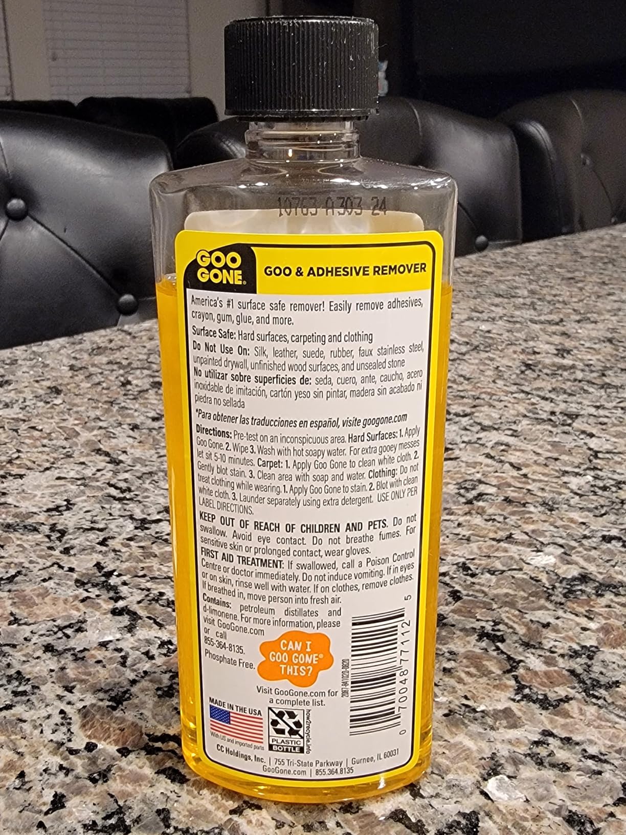 Goo Gone Original Liquid - 8 Ounce - Surface Safe Adhesive Remover Safely Removes Stickers Labels Decals Residue Tape Chewing Gum Grease Tar Crayon Glue customer photo 2