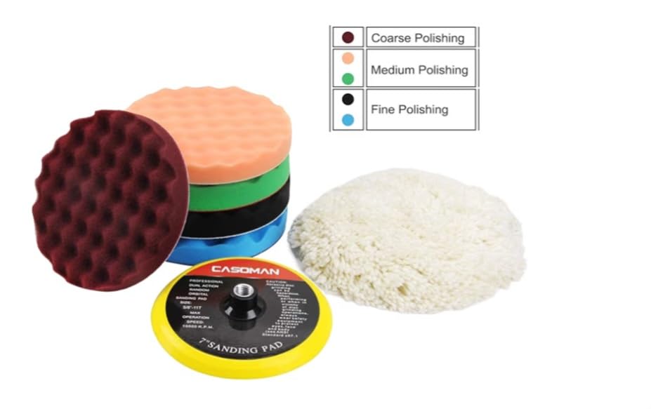 CASOMAN 7-Inch Buffing and Polishing Pad Kit, 7 Pieces 7