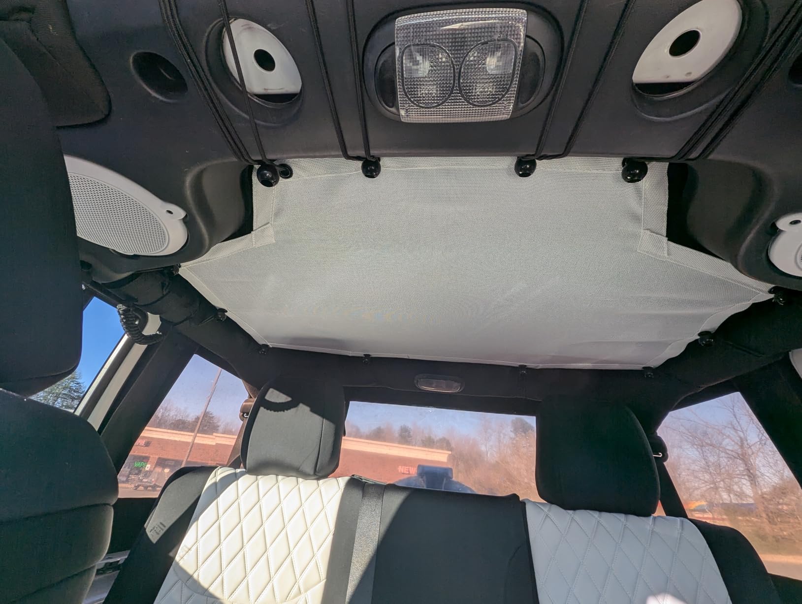 Shadeidea JK Sun Shade Top Compatible with Jeep Wrangler JKU Top Sunshade Soft Mesh Roof Cover (2007-2018)- Wind Noise UV Blocker -10 Year Warranty -4 Door & 2 Door -Black -Front customer photo 1