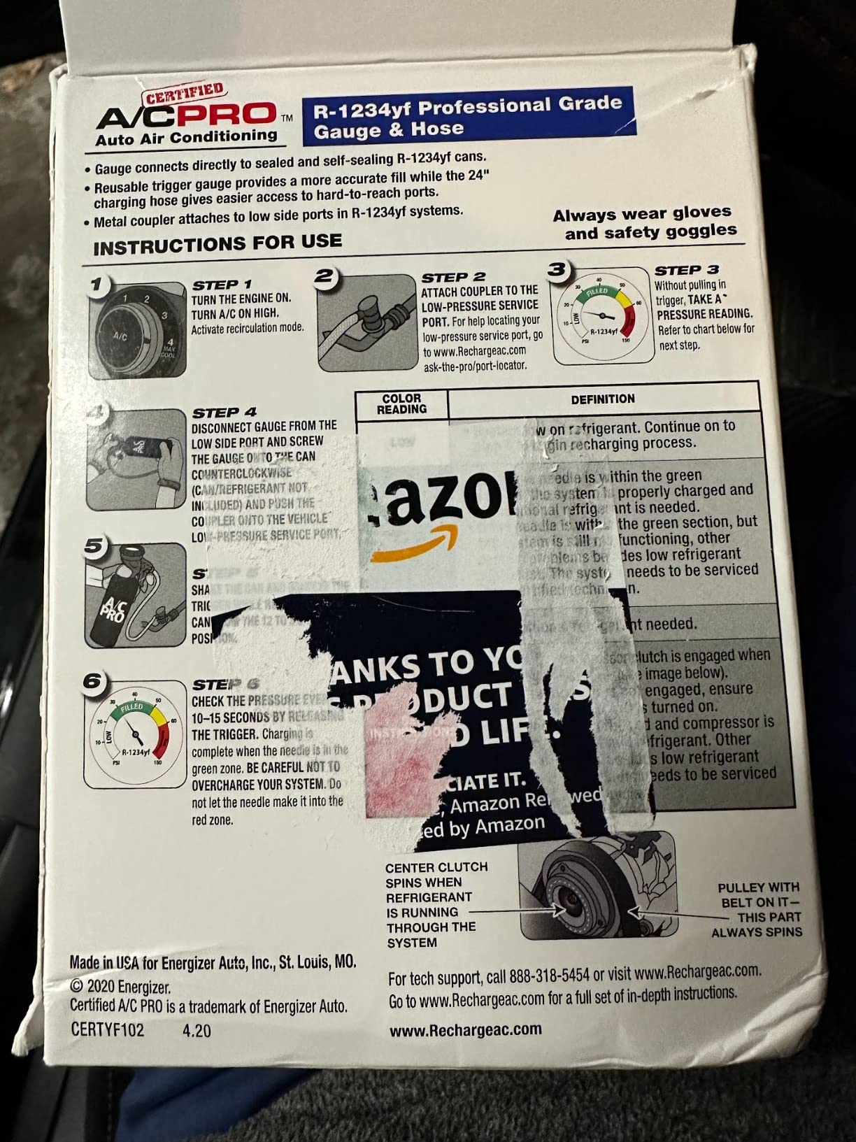 Certified A/C Pro Car Air Conditioner Refrigerant Gauge & Hose, Reusable AC Recharge Kit to Dispense R-1234YF to Compatible Vehicles, Includes Recalibrateable Low & High Pressure Gauges, InterDynamics customer photo 2