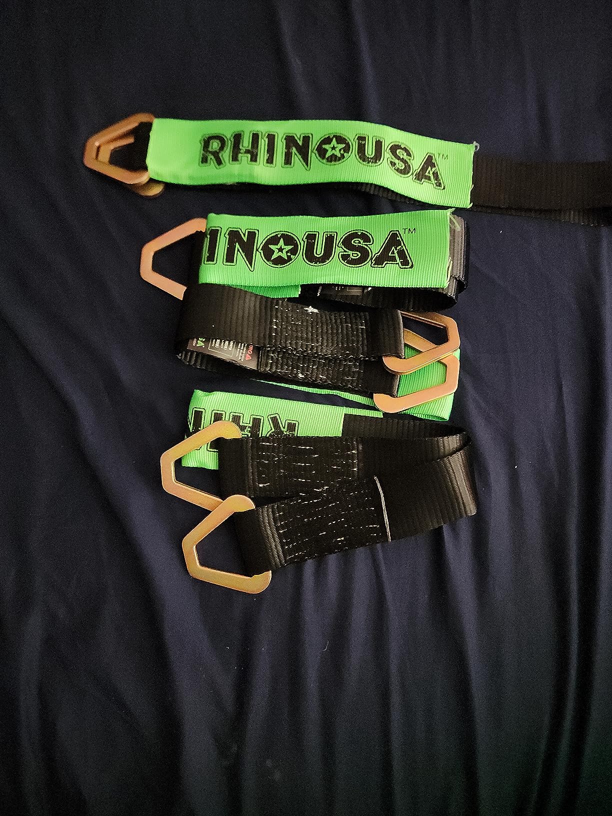 Rhino USA Axle Tie Down Straps - Lab Inspected 11,128lb. Break Strength - Heavy Duty Protective Sleeves & D Rings to Ensure Peace of Mind - Used for Car Engine Hoist, Truck, Trailer, UTV (4-Pack Set) customer photo 1