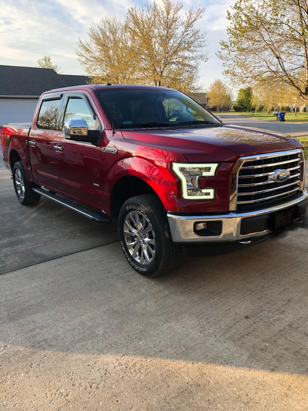 LED DRL Headlight Assembly Set Compatible with Ford F150 2015-2017, Black Housing/Amber Corner customer photo 1