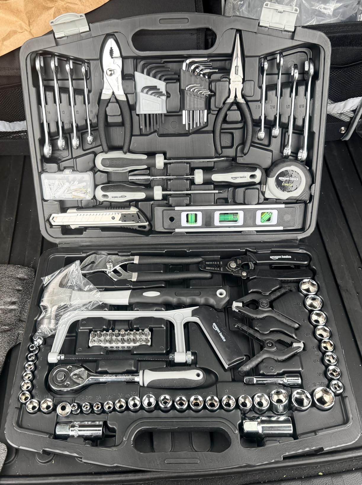 Amazon Basics 65-Piece General Household Home Repair and Mechanic's Hand Tool Kit Set, Black customer photo 2