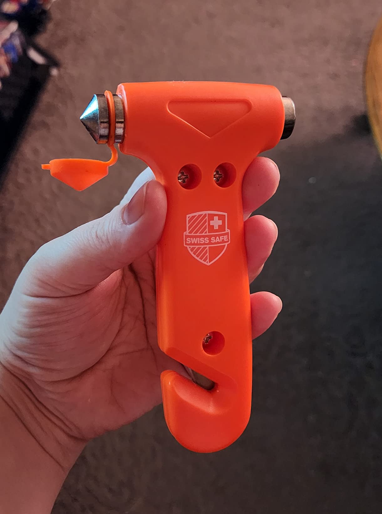 Swiss Safe Durable 5-1 Car Safety Hammer Window Breaker Breaker Tool w/Seatbelt Cutter - Emergency Escape Glass Hammer - Truck, Car Safety Essentials & Accessories - Orange, 1 Pack customer photo 2