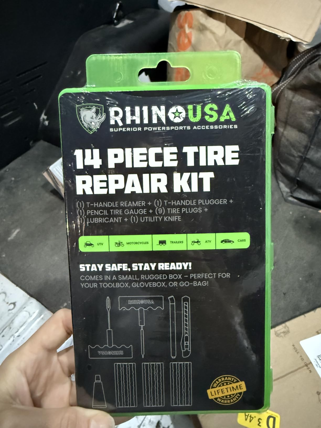 Rhino USA Compact Tire Repair Kit (14-Piece) - Heavy Duty Plug Set with Included Lubricant to Fix Punctures and Seal Flats - Tubeless Tool for Car, Motorcycle, ATV, UTV, RV & Trailer customer photo 1