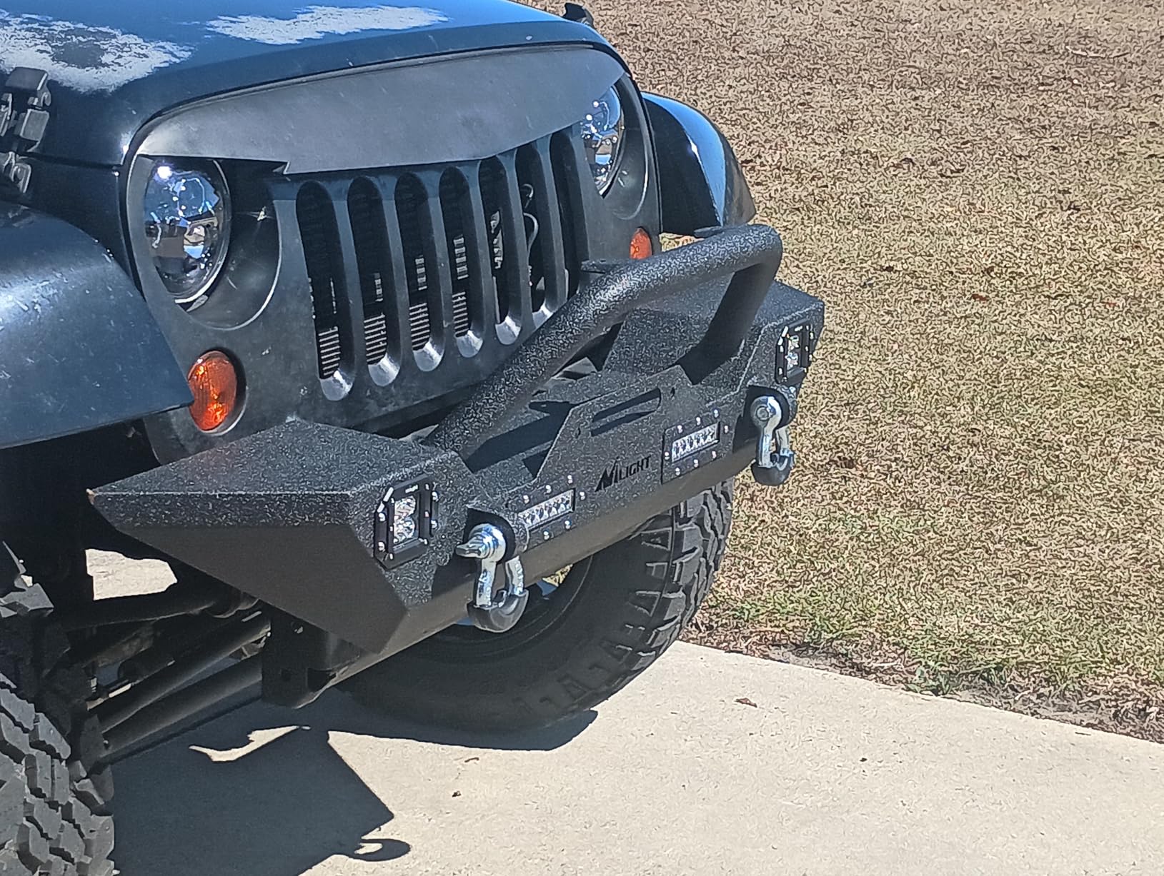 Nilight Rear Bumper & Spare Tire Rack & Hitch Receiver w/2 LED Lights Compatible for 2007-2018 Jeep Wrangler JK for 2007-2018 Jeep Wrangler JK & Unlimited customer photo 1