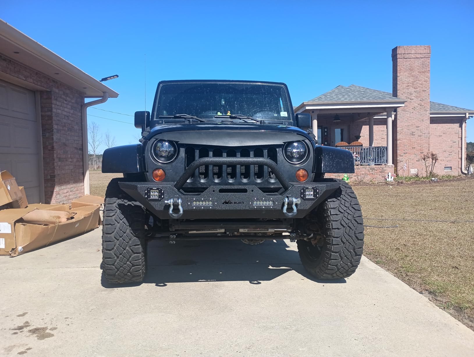 Nilight Rear Bumper & Spare Tire Rack & Hitch Receiver w/2 LED Lights Compatible for 2007-2018 Jeep Wrangler JK for 2007-2018 Jeep Wrangler JK & Unlimited customer photo 2