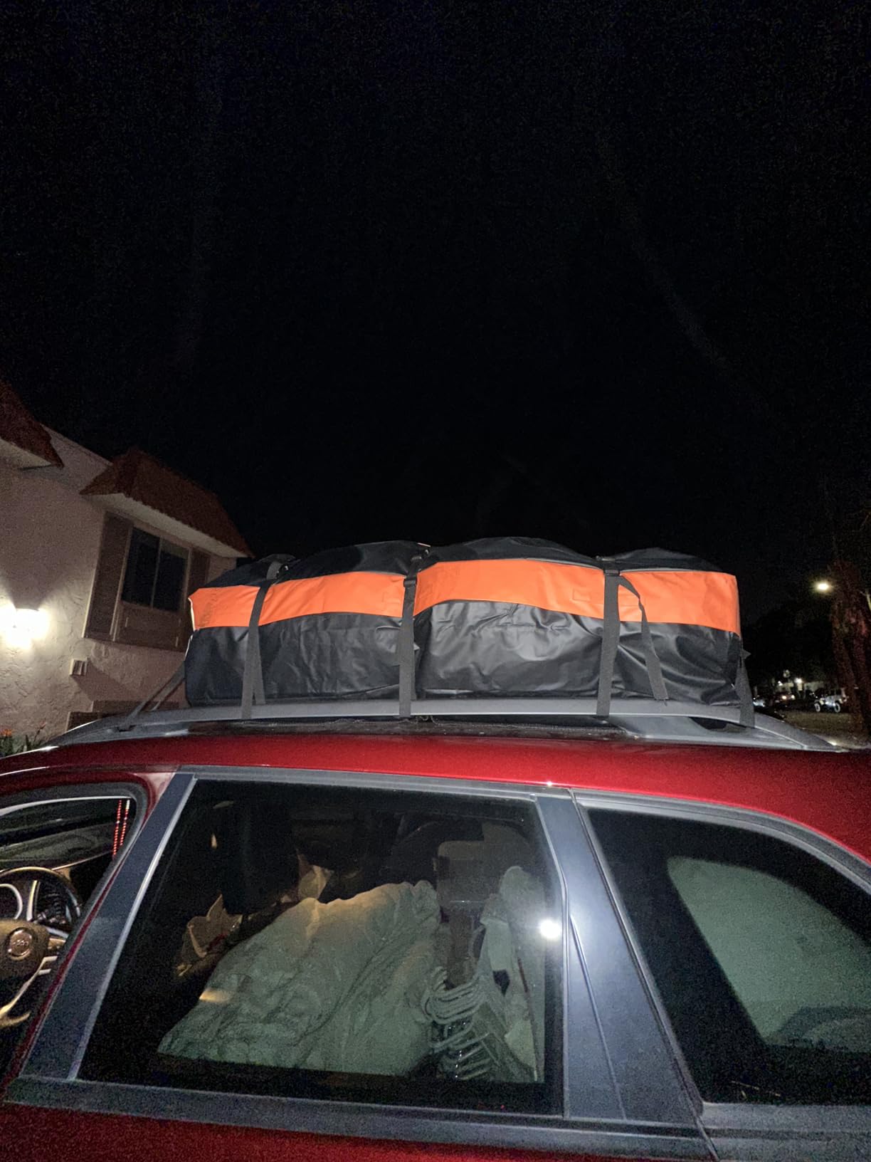 FIVKLEMNZ Car Rooftop Cargo Carrier Roof Bag Waterproof for All Top of Vehicle with/Without Rack Includes Topper Anti-Slip Mat + Reinforced Straps + 6 Door Hooks + Luggage Lock customer photo 2