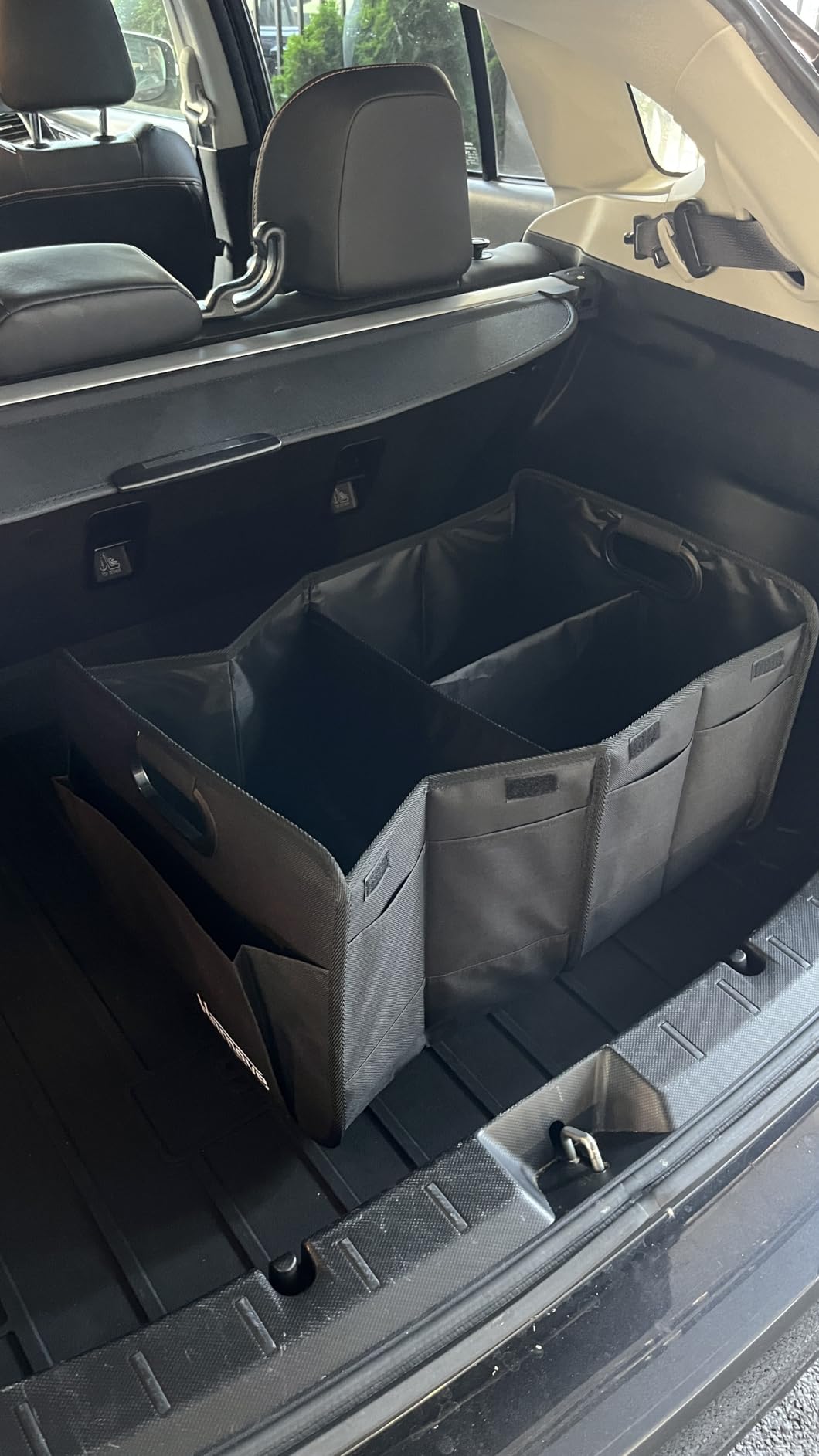 Homeve Trunk Organizer, Car Storage, Reinforced Handles, Collapsible Multi-Compartment, Foldable, Waterproof, Sturdy, 600D Oxford Polyester For Car, SUV, Mini-Van, Black, 2 Compart customer photo 2
