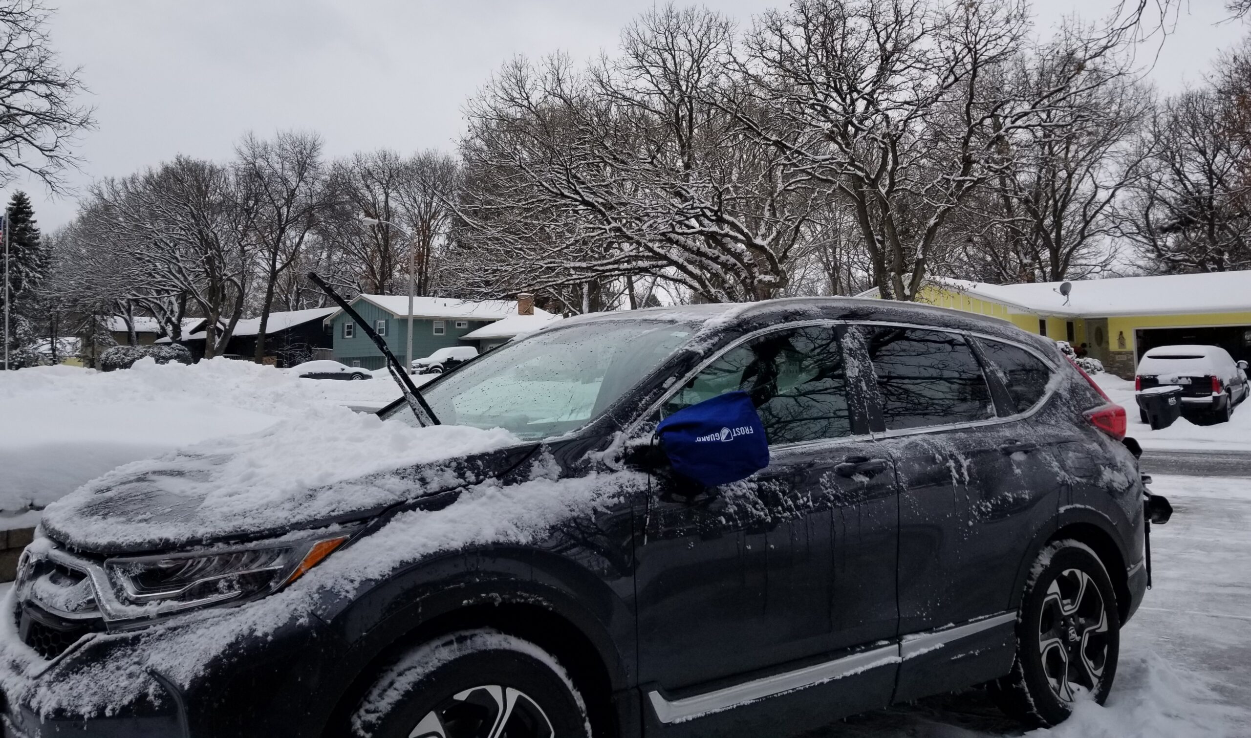 FrostGuard Plus | Winter Windshield Cover for Ice and Snow, XL Size (Black) - Built-in Security Panels, Wiper Blade Coverage + Mirror Covers - Fits XL Size Cars, Trucks and SUVs, 68 x 41 Inches customer photo 2