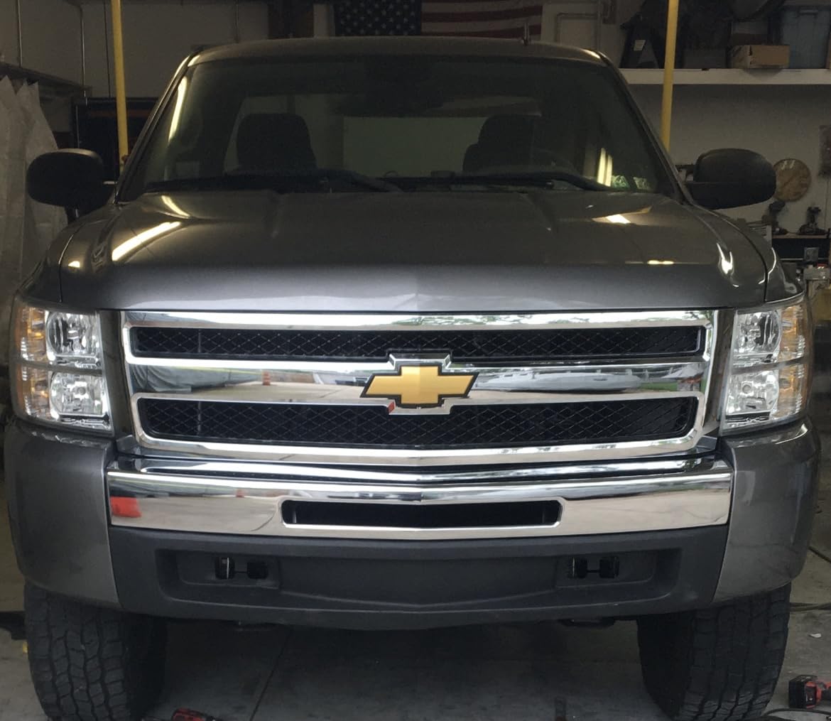 Perfit Liner Front Chrome Black Grille Grill with Emblem Provision Compatible With 2007-2013 Chevrolet Silverado 1500 Pickup Truck Fits GM1200572 25810707 customer photo 1