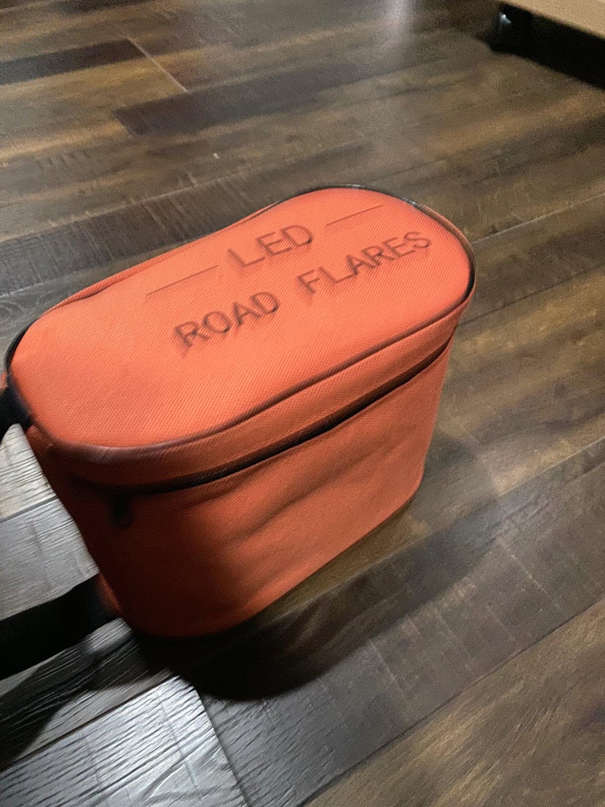 AK [4 Pack LED Road Flares Safety Flashing Warning Light Roadside Emergency Disc Beacon Kit for Vehicles Boats with Magnetic Base & Hook, Premium Storage Bag (Batteries Not Included) customer photo 1