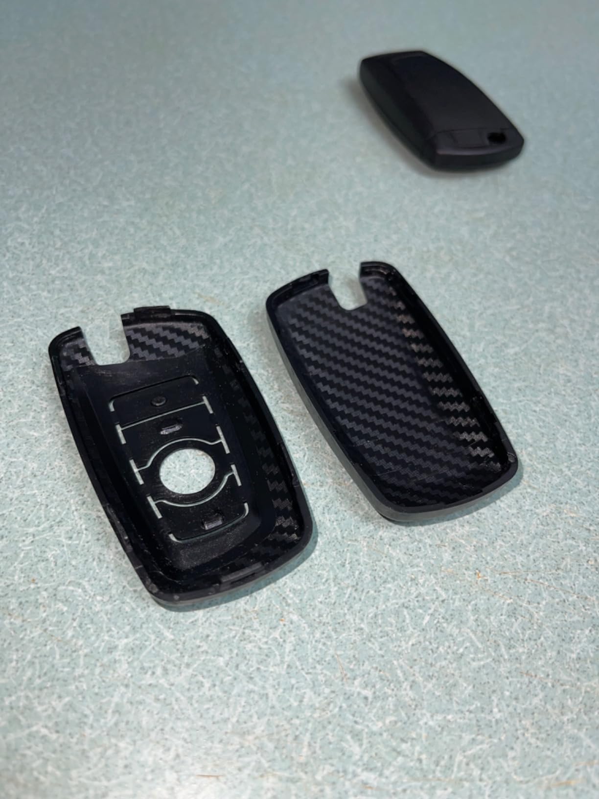 TANGSEN Smart Key Fob Personalized Case Protective Cover Compatible with BMW 1 3 4 5 6 7 Series GT3 GT5 M5 M6 X3 X4 3 4 Button Keyless Entry Remote 3D Twill Weave Carbon Fiber ABS Plastic Emboss customer photo 2