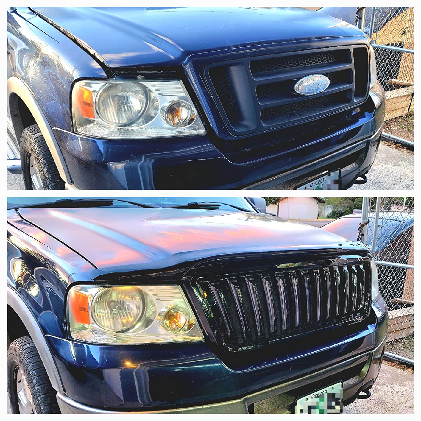 Auto Dynasty Badgeless Front Grille with LED Light Bar, Honeycomb Mesh Design, Compatible with 2004-2008 Ford F-150, Sleek Aftermarket Replacement, Glossy Black customer photo 1
