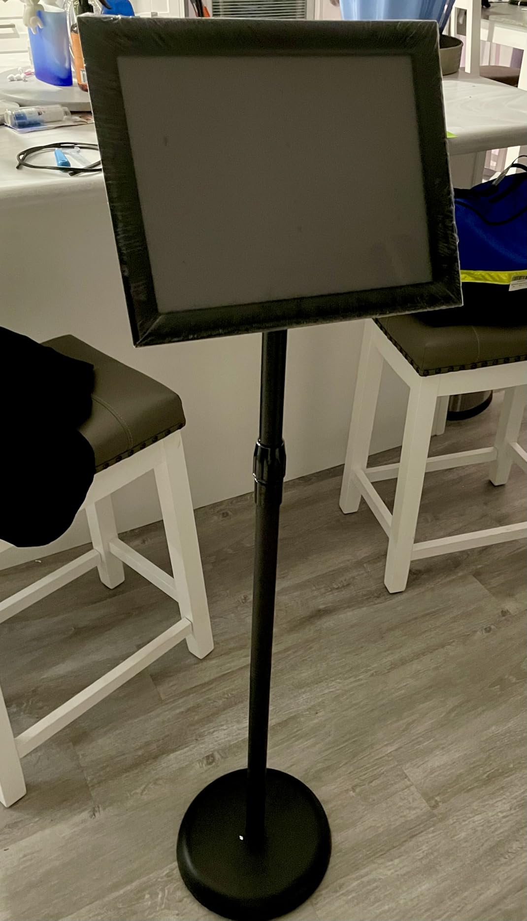 Sign Holder 8.5x11 inch-Adjustable Sign Stand for Display, Floor Standing Sign Holder Stand, Pedestal Heavy Duty Poster Stand with Round Base for Display, Advertisement, and Outdoor (1Pack) customer photo 1