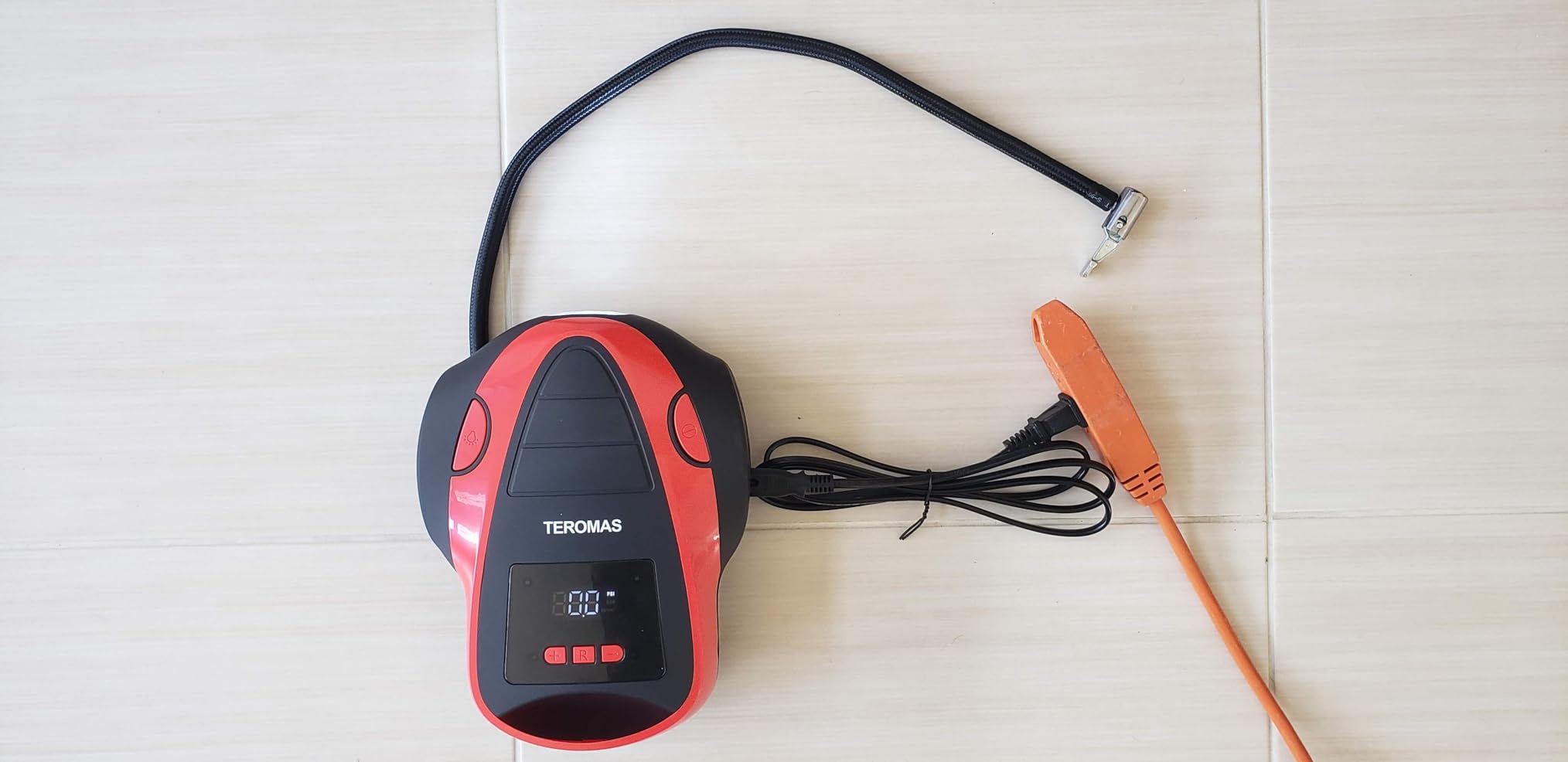 TEROMAS Tire Inflator Portable Air Compressor, Air Pump DC/AC for Car Tires 12V DC and Other Inflatables at Home 110V AC, Digital Electric Tire Pump with Pressure Gauge(Orange) customer photo 1