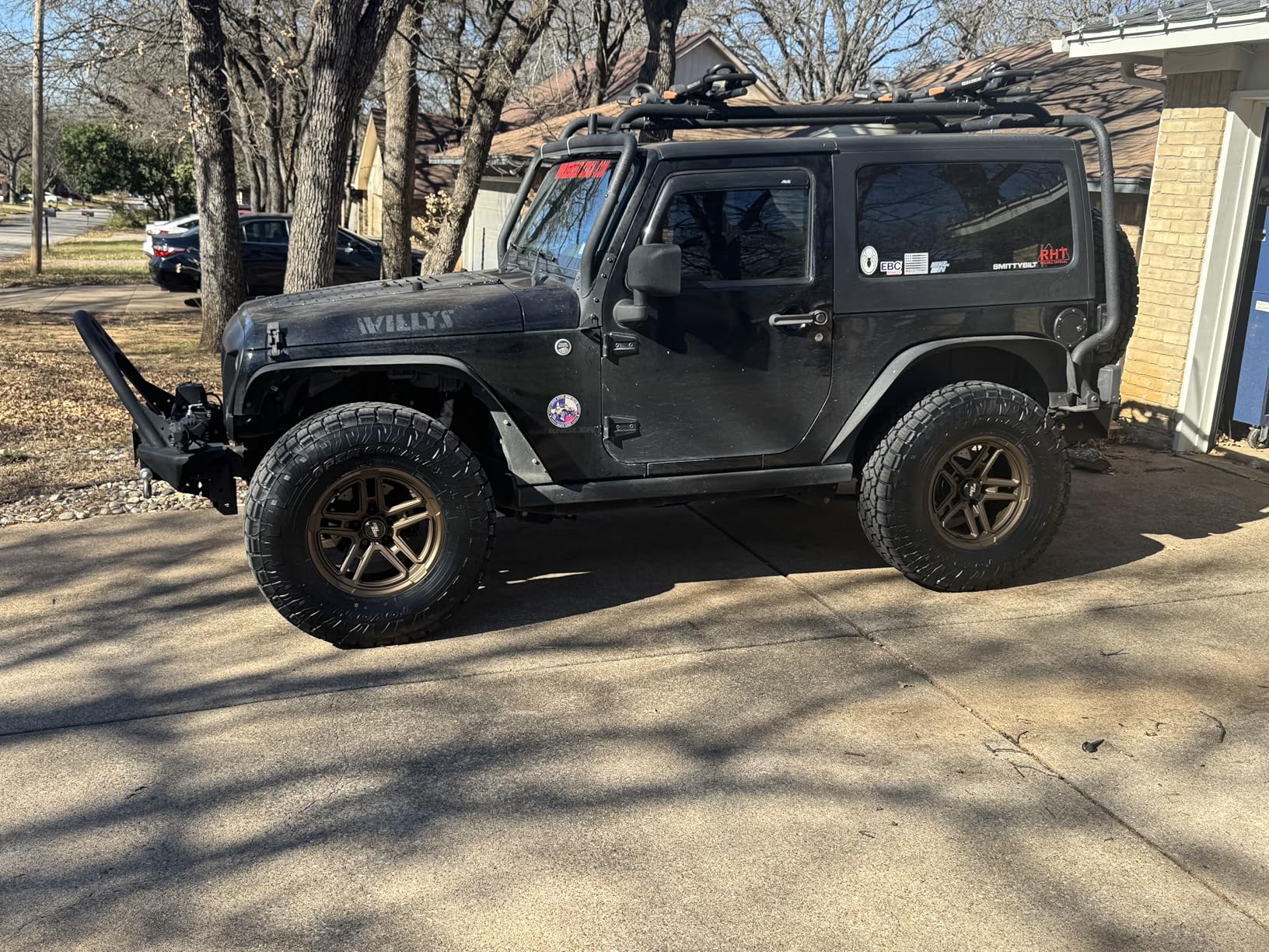 RockTrix RT108 17 inch Wheel Compatible with Jeep Wrangler JK JL 17x9 5x5 Wheels (-12mm Offset, 4.5in Backspace) 5x5 PCD, 71.5mm Bore, Bronze Wheels, Also fits Gladiator JT Rims customer photo 1