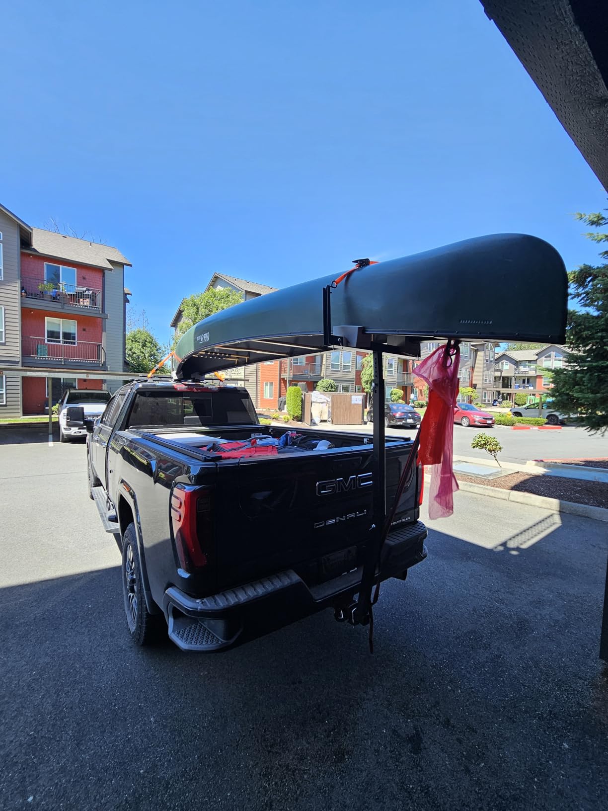 Mockins 750 Lbs Cap Truck Bed Extender Hitch Mount | 2-in-1 All-Weather Steel Canoe Rack & Kayak Trailer w/Stabilizer & Straps | Versatile Bed Extenders for Trucks & SUVs for Ladders, Pipes & Lumber customer photo 2