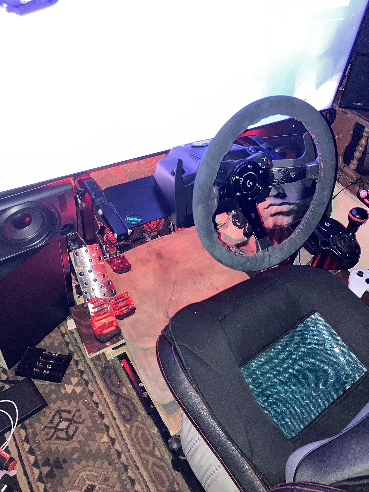 RASTP Universal Racing Steering Wheel,Drifting Deep Dish Steering Wheel 13.8in/350mm 6 Bolts Grip Vinyl Leather & Aluminum with Horn Button for Car -Black customer photo 1