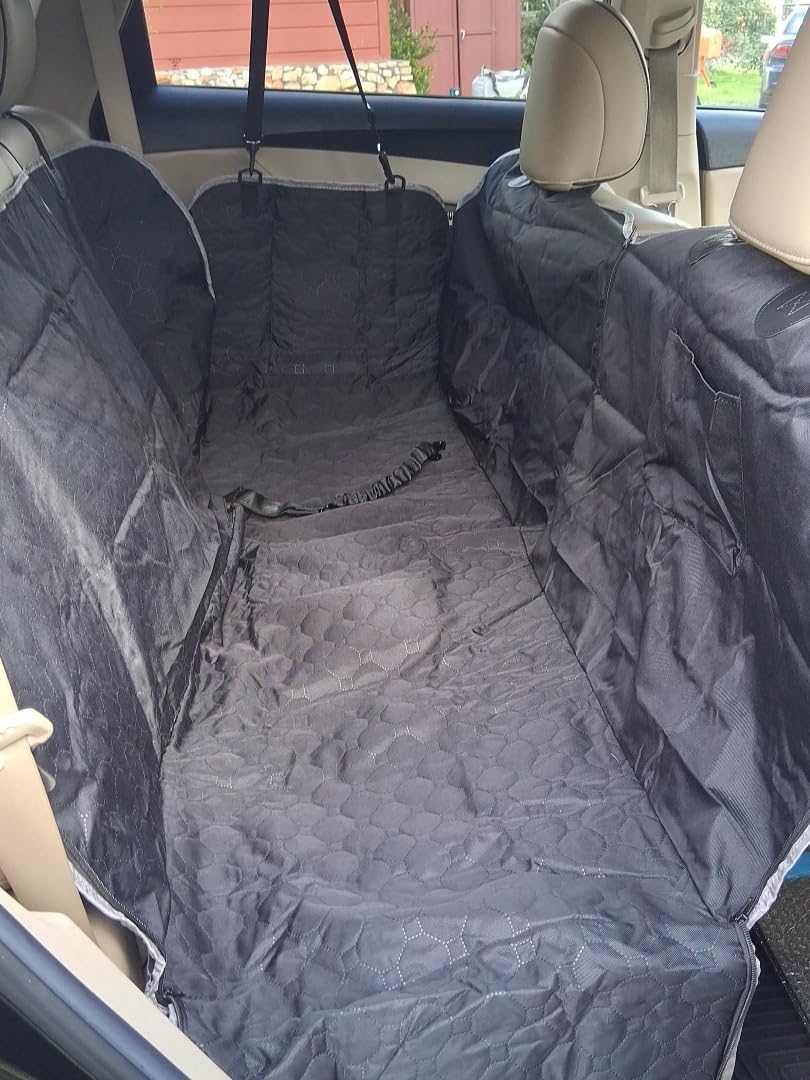 Mancro Dog Car Seat Cover for Back Seat, 2026 Upgraded 600D Heavy Duty Waterproof & Scratch-Resistant Dog Hammock for Car, Back Seat Pet Cover for Dogs with Sedan, Trucks and SUVs, Standard, Black customer photo 2