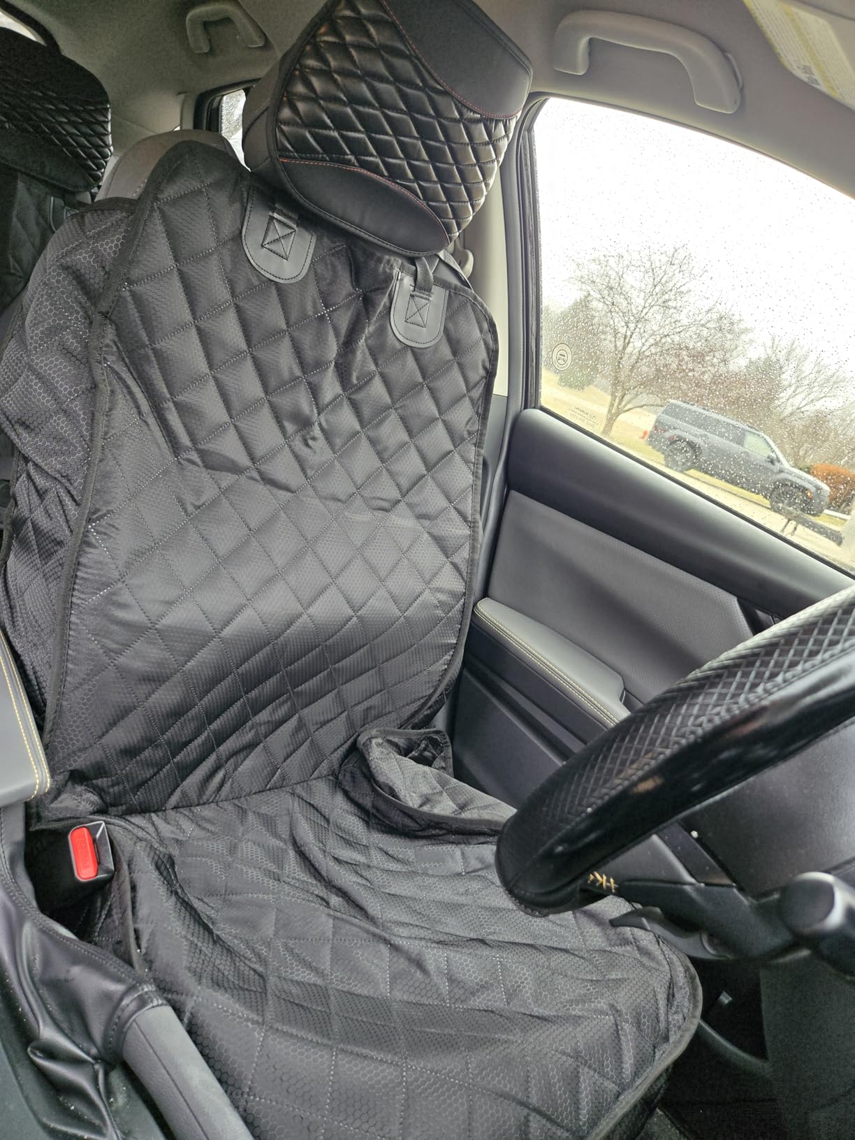 PETICON Waterproof Front Seat Car Cover 2 Pack, Full Protection Dog Car Seat Cover with Side Flaps, Nonslip Scratchproof Captain Chair Seat Cover Fits for Cars, Trucks, SUVs, Jeep, Black customer photo 1