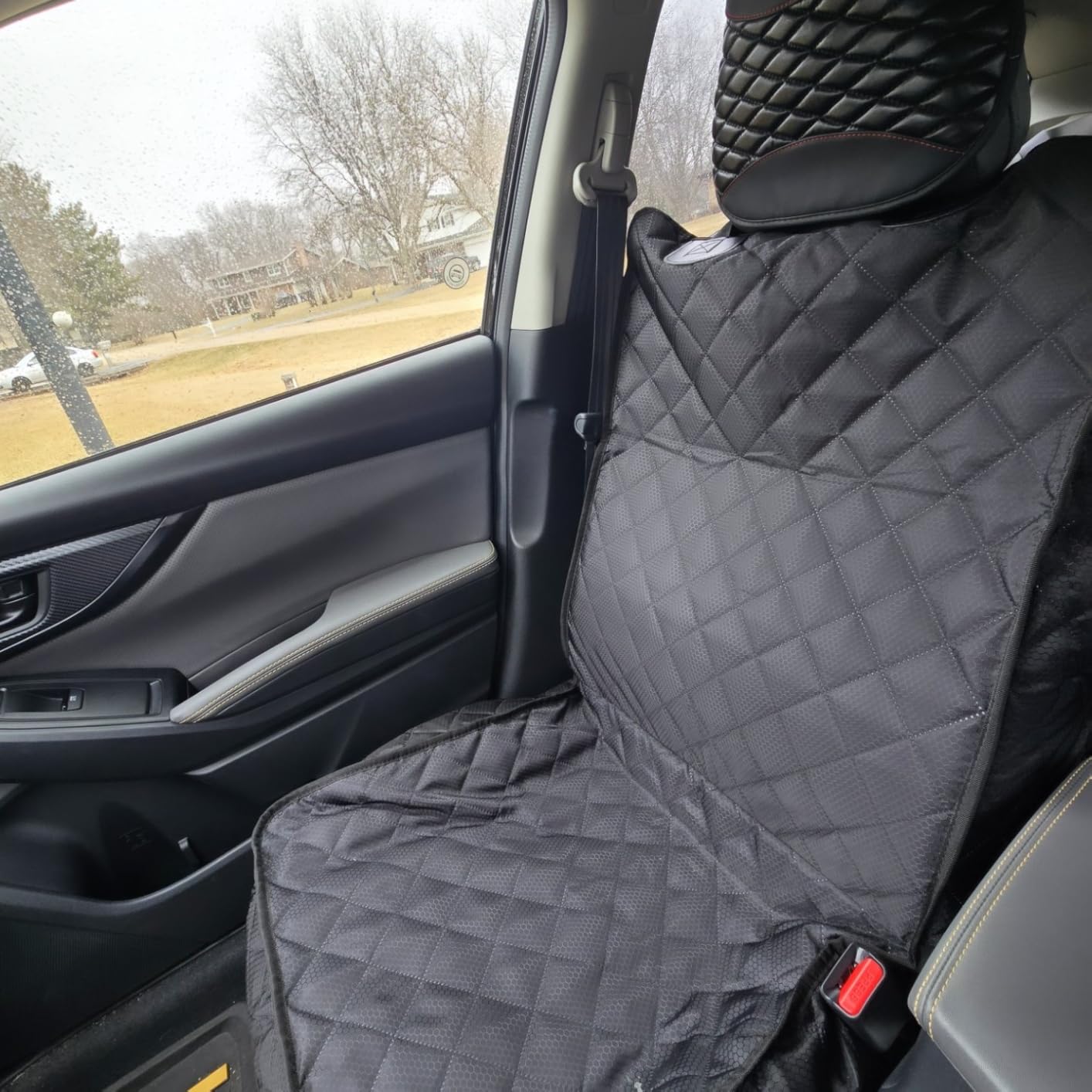 PETICON Waterproof Front Seat Car Cover 2 Pack, Full Protection Dog Car Seat Cover with Side Flaps, Nonslip Scratchproof Captain Chair Seat Cover Fits for Cars, Trucks, SUVs, Jeep, Black customer photo 2