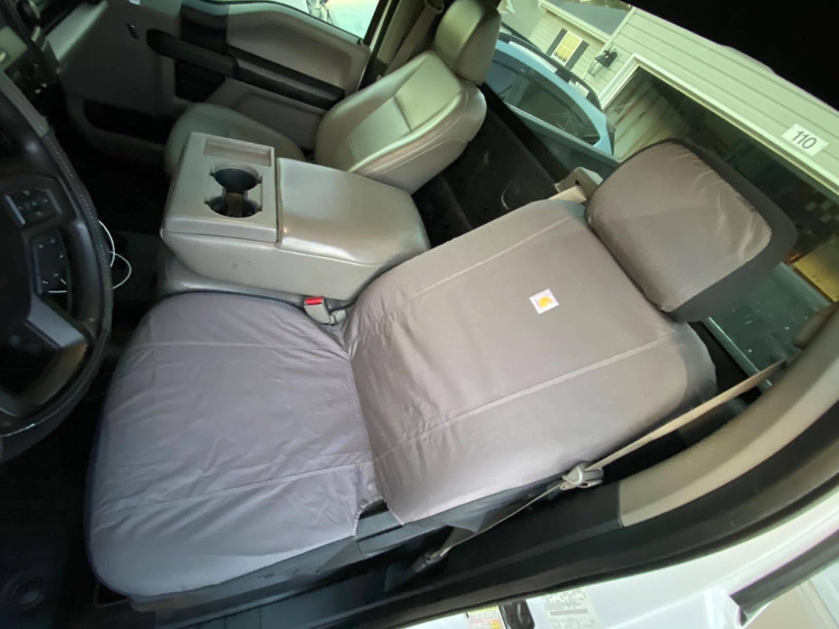 Carhartt Universal Nylon Duck Canvas Fitted Bucket Seat Cover, Durable Seat Protection with Rain Defender, Single, Black customer photo 1