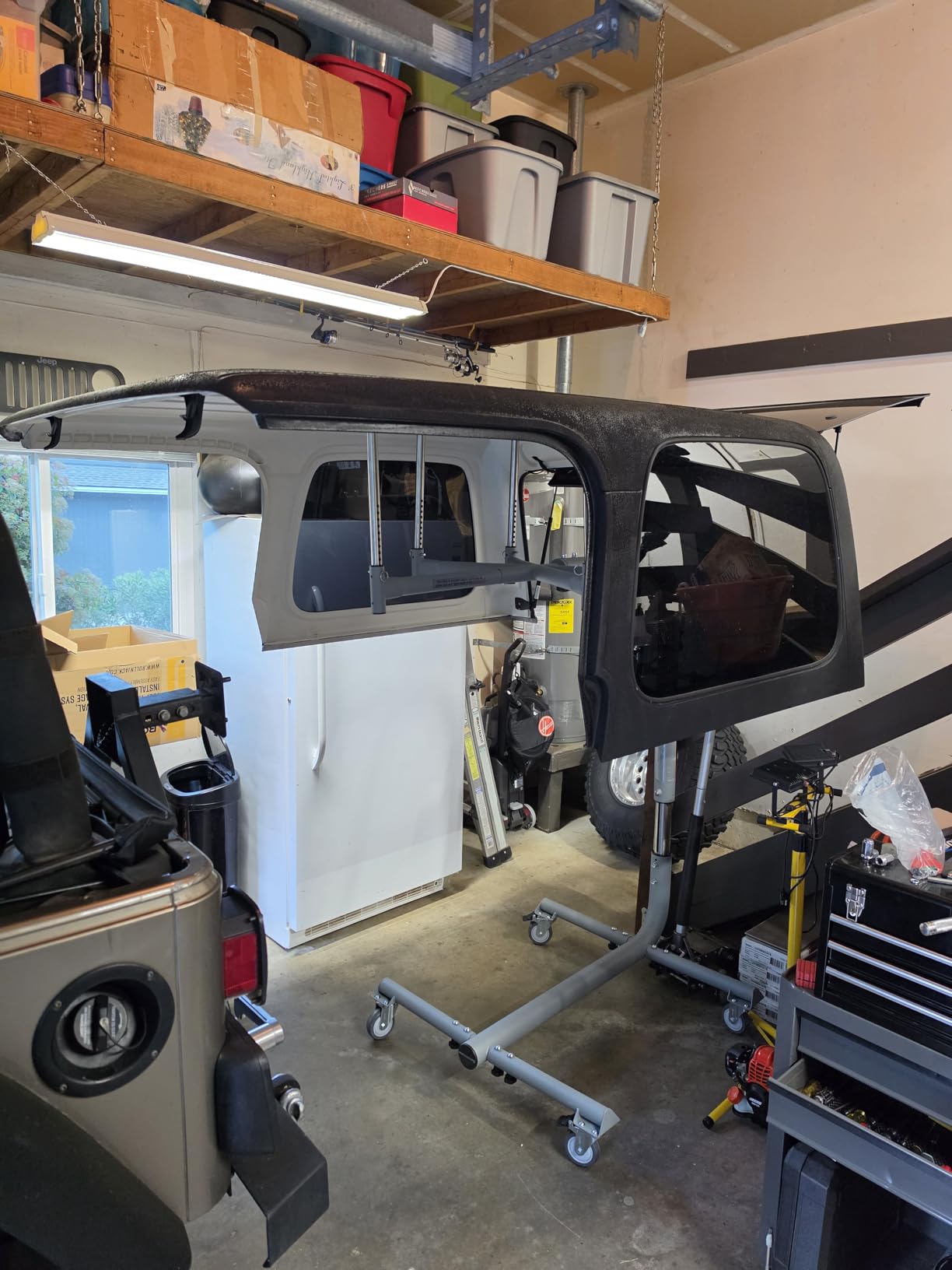 Hard Top Remover Lift for Jeep Wranglers: 2007-to-Present JK/JKU/JL/JLU + CJ, 2&4 Door + Lifted Jeeps. Quick & Easy Assembly. One Person System. Hardtop Removal/Installation in Minutes. Patented customer photo 1