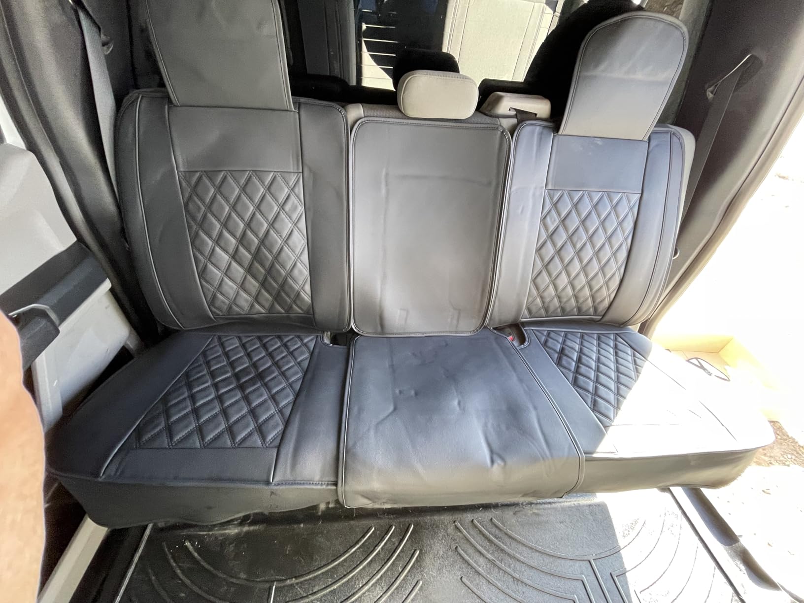 Aierxuan Full Set Car Seat Covers Custom Fit 2009-2026 Ford F150 Crew Cab and 2017-2026 F250 F350 F450 Super Duty Pick-up Truck, Automotive Vehicle Cushion Cover with Waterproof Leather (Black) customer photo 2