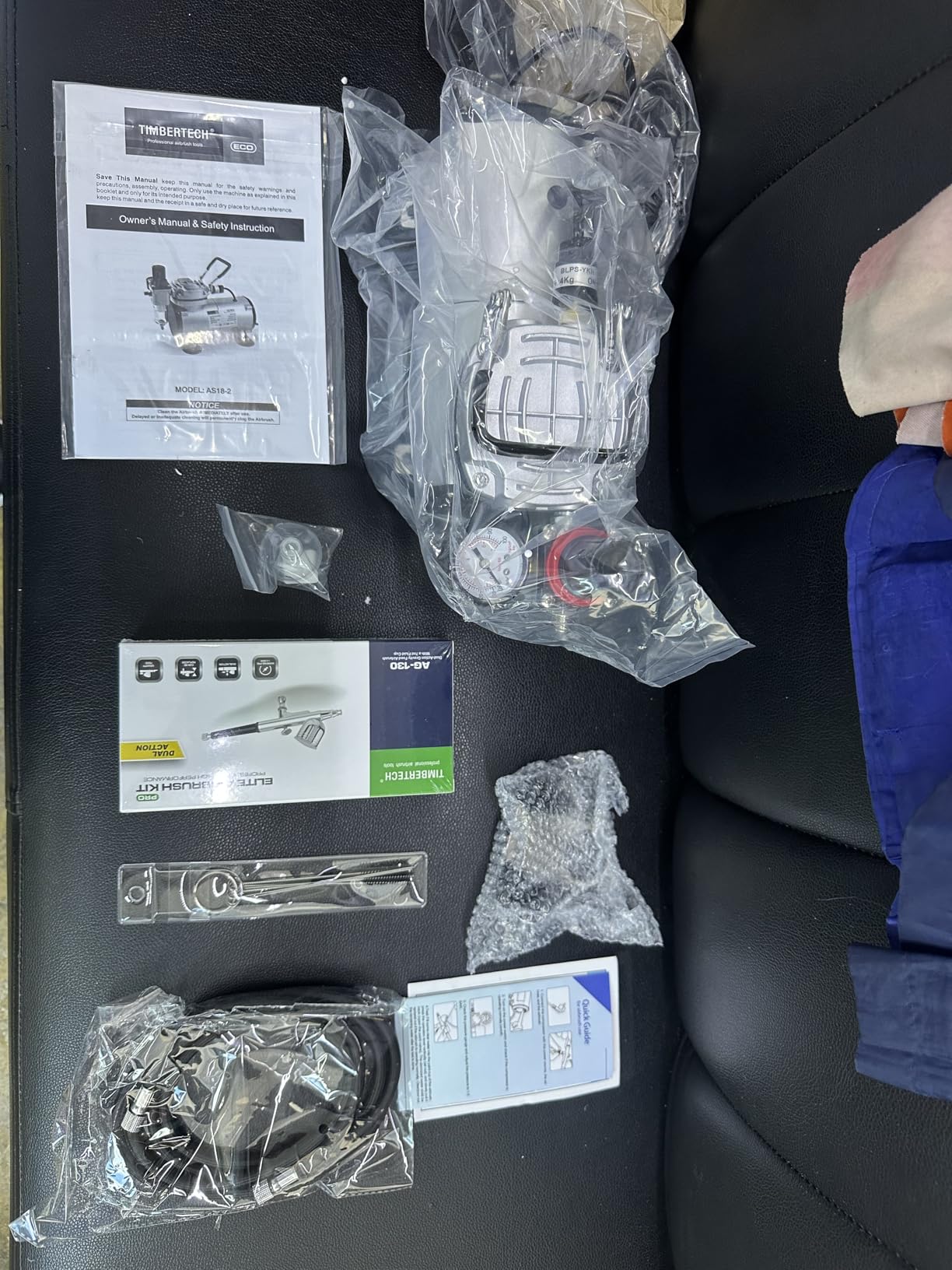 Timbertech Airbrush Kit With Compressor AS18-2K Basic Start Kit With Air Hose, Cleaning Brushes, and Test Paints for Hobby, Body Tattoo, Model painting, Automotive Graphic, Make-up customer photo 2