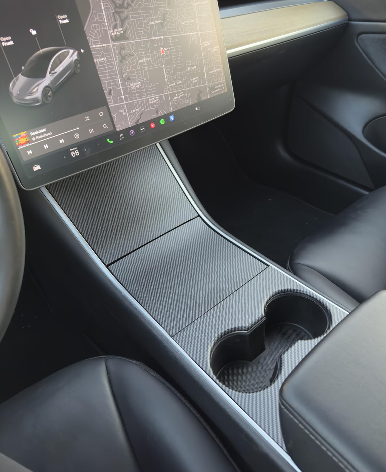 BMZX for Tesla Model 3 for Model Y Center Console Wrap ABS Carbon Fiber Pattern Console Cover Interior Decoration Wrap Kit - for Tesla Model 3 for Model Y 2017-2020 Accessories customer photo 1