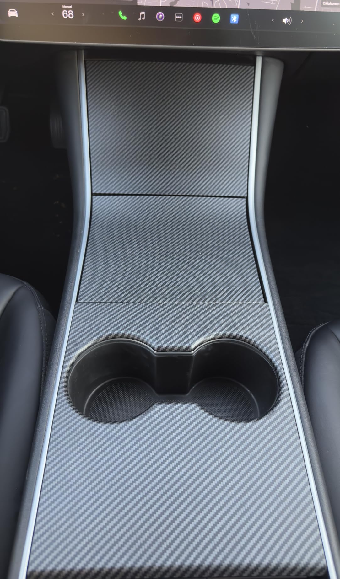 BMZX for Tesla Model 3 for Model Y Center Console Wrap ABS Carbon Fiber Pattern Console Cover Interior Decoration Wrap Kit - for Tesla Model 3 for Model Y 2017-2020 Accessories customer photo 2