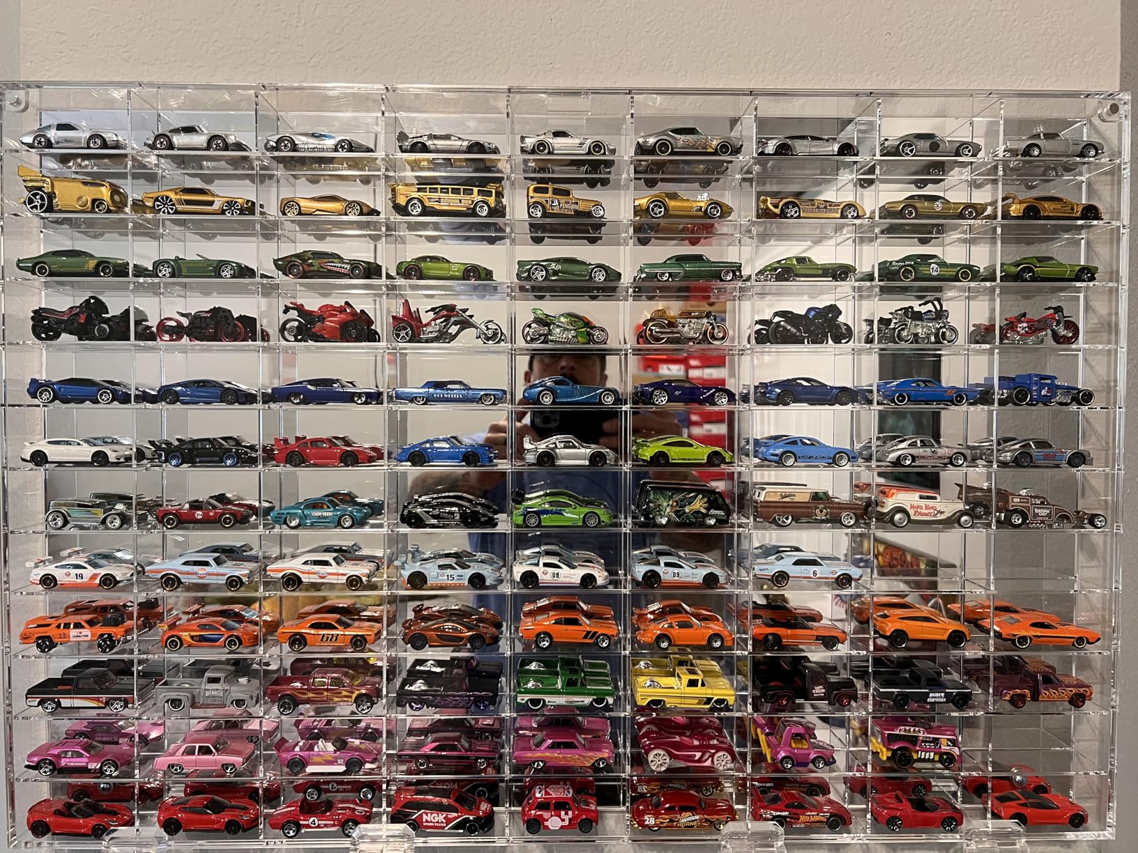 DisplayGifts Clear Acrylic Display Case for 1:64 Scale Hot Toy Cars Wheels Model Cars Display with 144 Compartments in 45 Degree Angle customer photo 2