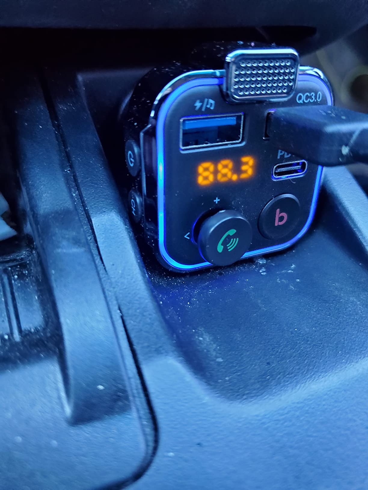 LENCENT FM Transmitter in-Car Adapter, Type-C PD 20W+ QC3.0 Fast USB Charger, Wireless Bluetooth 5.3 Radio Car Kit, Hands-Free Calling, MP3 Player Receiver Hi Fi Bass, Support U Disk customer photo 1