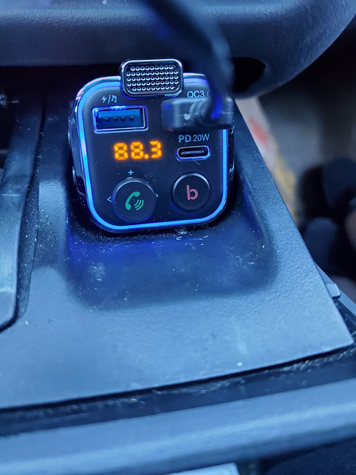 LENCENT FM Transmitter in-Car Adapter, Type-C PD 20W+ QC3.0 Fast USB Charger, Wireless Bluetooth 5.3 Radio Car Kit, Hands-Free Calling, MP3 Player Receiver Hi Fi Bass, Support U Disk customer photo 2