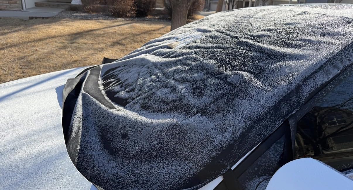 Cat Windshield Snow Cover, Toughest Car Frost Protector for Ice & Sleet, Weatherproof for Winter, Includes Anti-Theft Straps, Freeze Protector for Auto Car Truck Van SUV, Wide Size 78