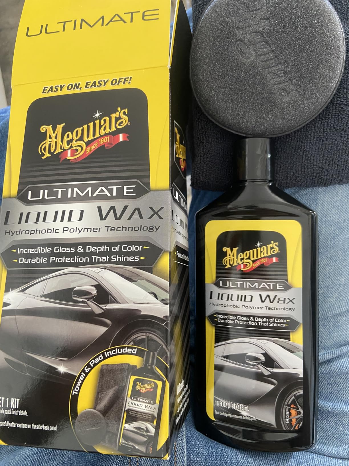 Meguiar's Ultimate Liquid Wax, Improved Liquid Car Wax Formula for Durable Protection that Shines, Premium Towel and Applicator Pad Car Accessories Included, 16 Oz Bottle customer photo 1