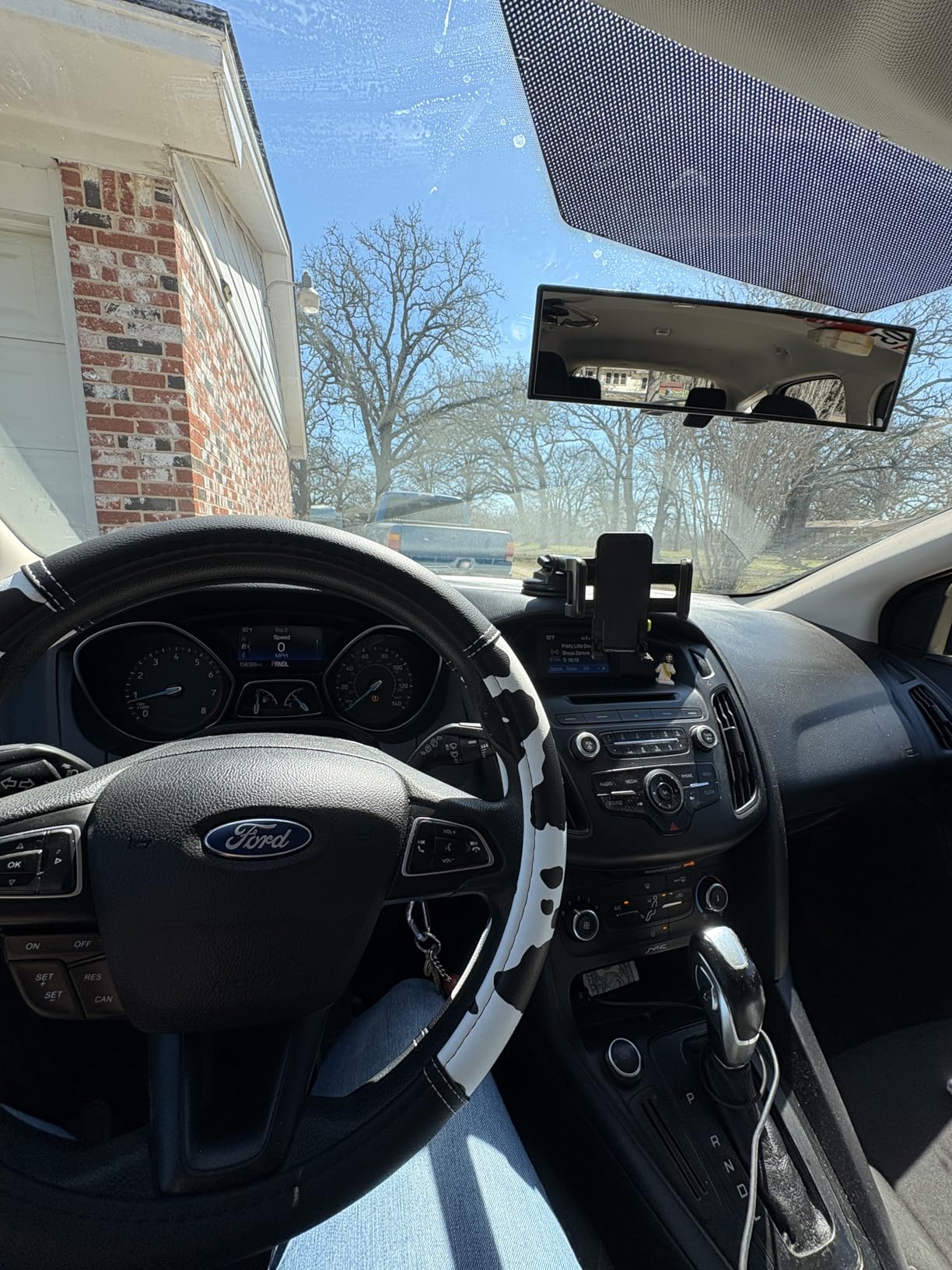 JOYTUTUS Rear View Mirror, Universal 11.81 Inch Panoramic Convex Interior Clip-on Wide Angle Mirror to Reduce Blind Spot Effectively for Car SUV Trucks -Clear customer photo 1