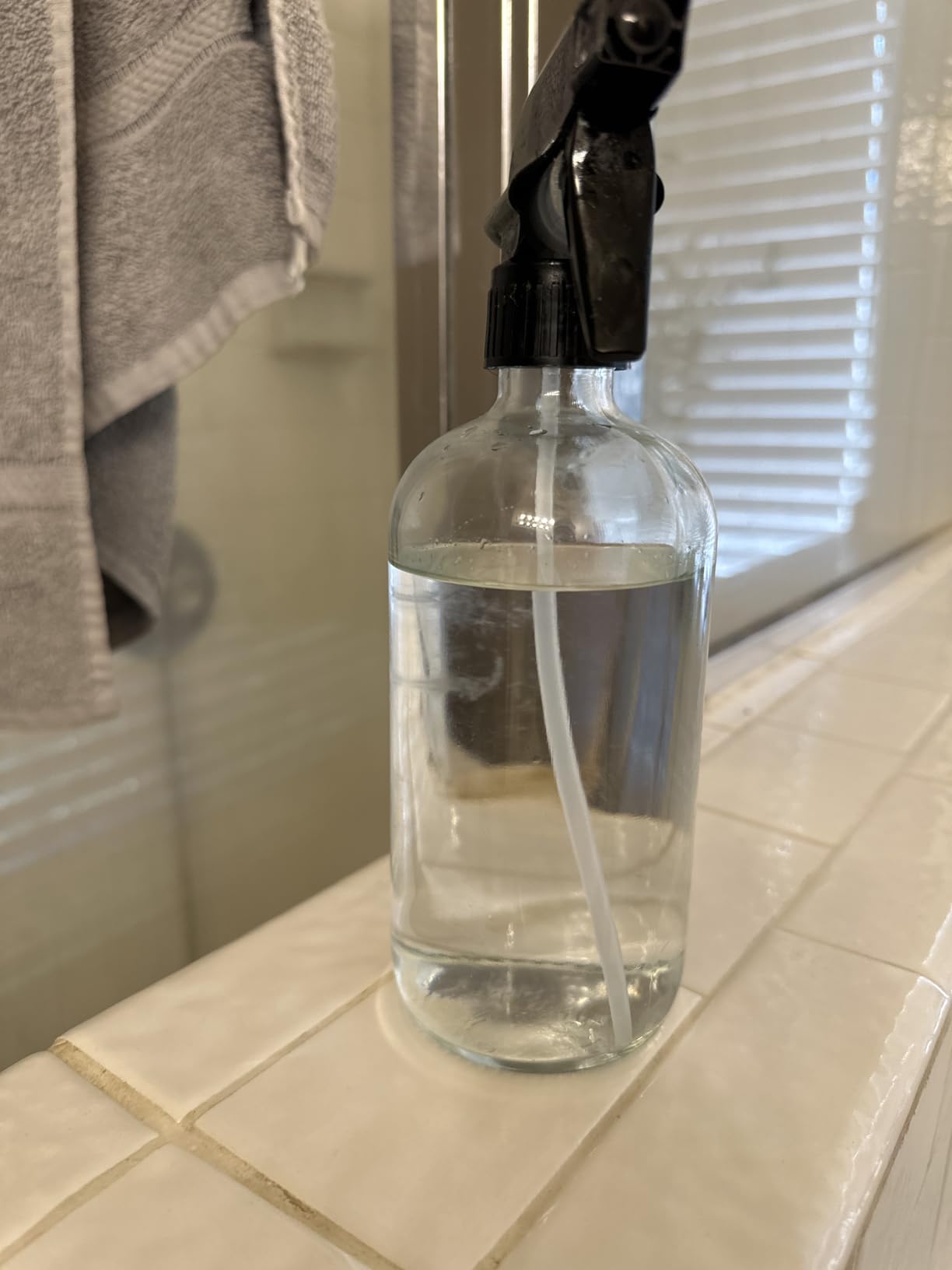 Glass Spray Bottles, 16oz Refillable Containers, Empty Boston Round Bottles with Labels & Adjustable Nozzle for Cleaning, Gardening, Aromatherapy, Pets, Plant, Hair -Clear (1 Pack) customer photo 2