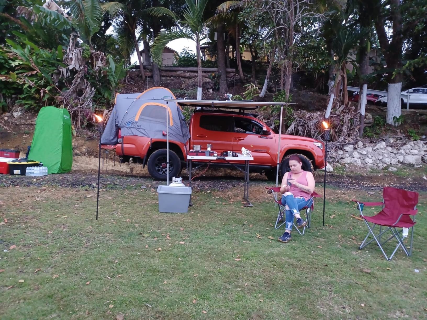 JOYTUTUS Pickup Truck Tent 2.0, Waterproof PU2000mm Double Layer for 2 Person, Portable Truck Bed Tent with Rainfly, 5.5'-5.8' Camping Preferred - Orange customer photo 1