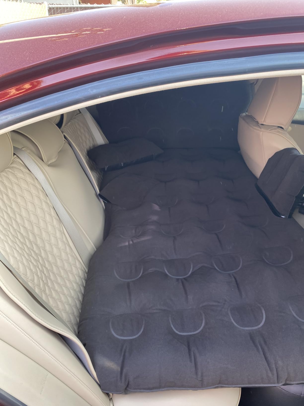 SAYGOGO Inflatable Car Air Mattress Travel Bed - Thickened Car Camping Bed Sleeping Pad with Air Pump 2 Pillows for Car Tent SUV Sedan Pickup Back Seat - Black customer photo 2