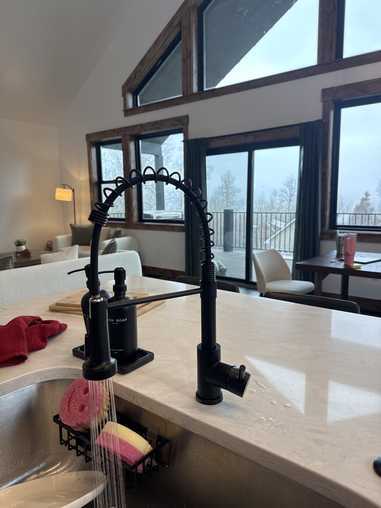 LUFEIDRA Black Kitchen Faucet with Pull Down Sprayer, High Arc Spring 304 Stainless Steel Single Handle 1 or 3 Hole 2 Mode Kitchen Faucets for Farmhouse RV Camper Laundry Wet Bar customer photo 1