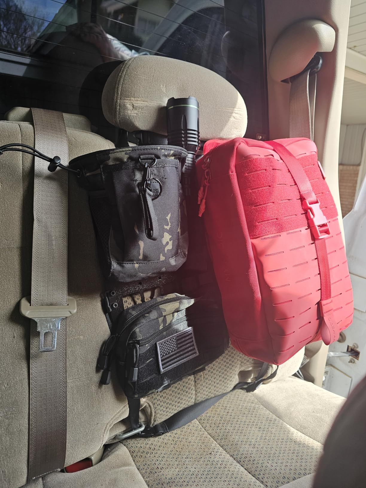 Metal Molle Panel for Vehicles & Trucks Seat Back (1 Seat Kit) - Premium 2mm Aluminum Alloy Organizer Compatible with Molle/PALS Gear, Heavy-Duty Car Storage customer photo 1