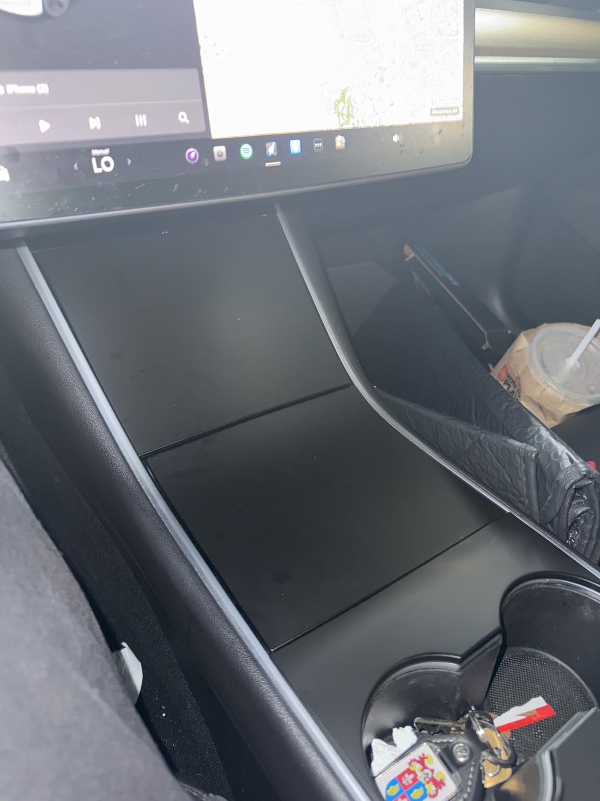 Nestour Center Console Wrap Cover Kit Fit for Tesla Model 3 Model Y 2016-2020, Non-Trace Remove Center Console Protector Accessories, Premium ABS Material. (Matte Carbon Fiber) customer photo 2